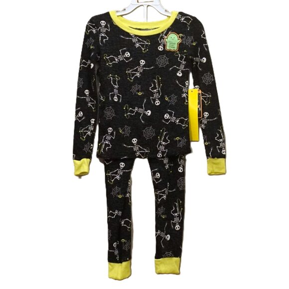 Trick or Treat Sleep Black Heather Skateboarding Skelton Pajamas Set Boys 6 - Picture 1 of 5